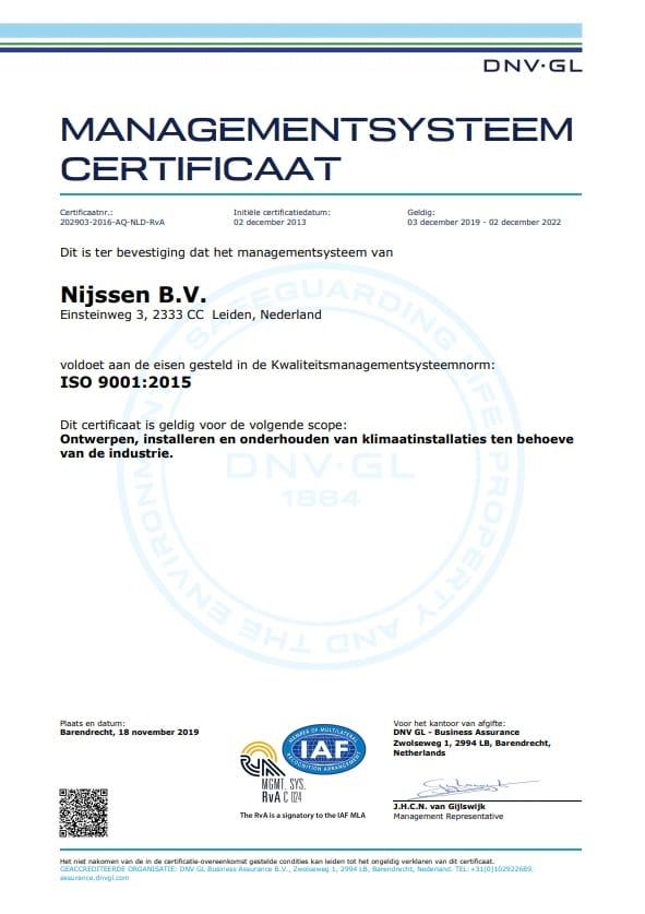 Nijssen ISO certificaat verlengd
